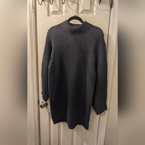 Lulus Women's Black Knit Oversized Mock-Neck Sweater